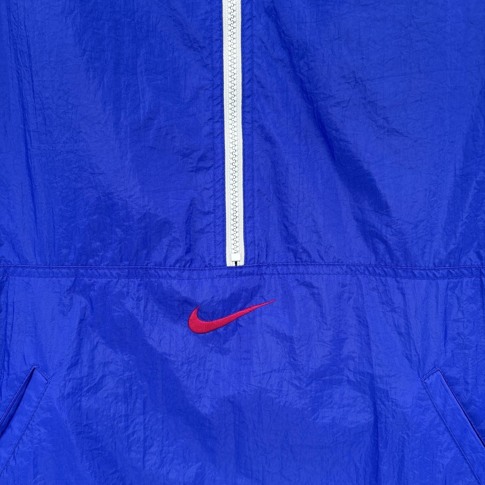Vintage Nike Jacket Mens Medium Plaid Reversible 1/2 Zip Hooded Windbreaker 90s - Picture 6 of 14